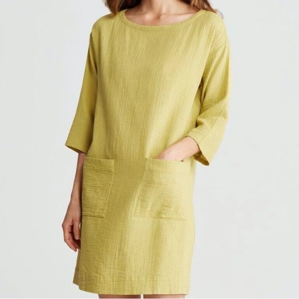 Eileen Fisher Organic Cotton Gauze boatneck dress